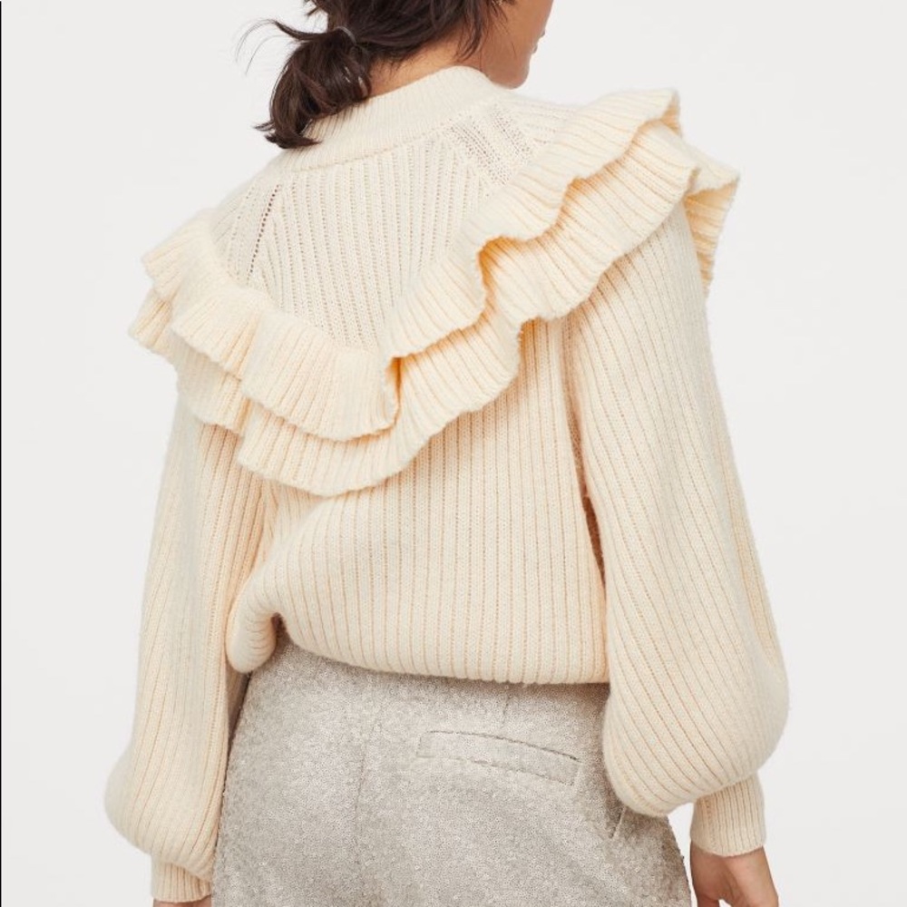 H&M Flounced Rib Knit Ruffle Sweater - Picture 5 of 10